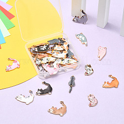 34Pcs 17 Styles Printed Alloy Pendants&nbsp;ENAM-YW0005-28