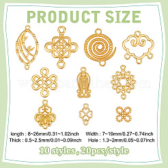200Pcs 10 Styles Alloy Connector Charms&nbsp;FIND-PH0061-69