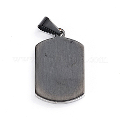 304ステンレスペンダント  聖人と長方形  ガンメタ色＆ステンレス鋼カラー  32x20x3mm  穴：9x4mm&nbsp;STAS-I143-04