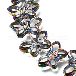 電気メッキ透明ガラスビーズ連売り  蝶  カラフル  11.5x19.5x4.5mm  穴：1mm  約48個/連  21.65''（55センチメートル）&nbsp;GL-CBA98F0-03B