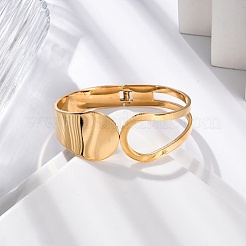 イオンプレーティング（IP）304ステンレススチール製ヒンジ付き女性用バングル  ゴールドカラー  内径：2-3/8x1-7/8インチ（6.1x4.9cm）&nbsp;STAS-Z114-09G