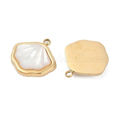 304 Stainless Steel Pave Natural White Shell Charms&nbsp;STAS-I325-026G