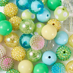 60Pcs 12 Styles Round Opaque & & Bubblegum & Transparent & AB Color & Crackle Round Acrylic Beads&nbsp;DIY-TA0004-95