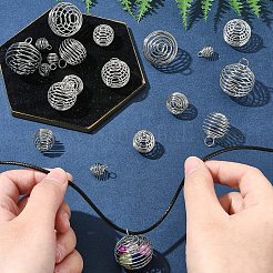 20個4スタイルの鉄線ペンダント  中空  ラウンド  プラチナ  9~30x8~25mm  穴：2~4mm  5個/スタイル&nbsp;IFIN-FS0001-46P
