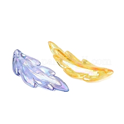 透明なプラスチックペンダント  フェザーチャーム  ABカラーメッキ  ミックスカラー  40x14x5mm  穴：1.5mm  約490個/500g&nbsp;KY-Q005-01