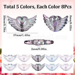 40pcs 5 Colors Transparent Acrylic Heart Wing Beads&nbsp;AJEW-SP0001-10