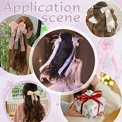 ポリエステルワニ口ヘアクリップ20個  女性の女の子のために  紙製ヘアクリップディスプレイカード20枚  長方形  パールピンク  200x115mm&nbsp;AJEW-PH0008-59B