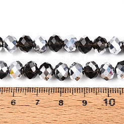 電気メッキガラスビーズセット  半分銀メッキ  多面カット  ロンデル  透明  8x6mm  穴：1mm  約60~62個/連&nbsp;X-GR8MMY-01S