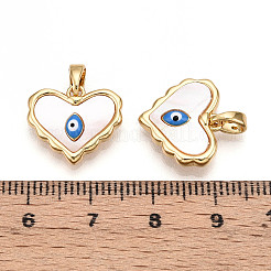 Brass Pave Natural Shell Heart Pendants&nbsp;KK-N258-07G