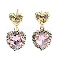 Heart Light Gold Brass Micro Pave Cubic Zirconia Stud Earrings&nbsp;EJEW-Q800-50KCG
