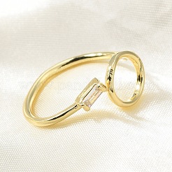 Brass Micro Pave Clear Cubic Zirconia Cuff Rings&nbsp;RJEW-F103-05-G