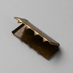 アイアン製カシメリボン止めエンドパーツ  ウェビングエンド  アンティークブロンズ  25.5x9x9mm&nbsp;FIND-WH0291-03B-AB
