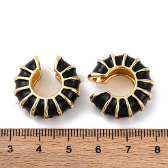女性用真鍮カフピアス  エナメル  ゴールドカラー  ブラック  23.5x9mm&nbsp;EJEW-A115-01G-01