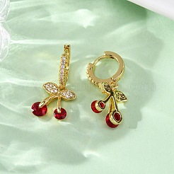 Brass Micro Pave Cubic Zirconia Hoop Earrings&nbsp;EJEW-D322-11G-02