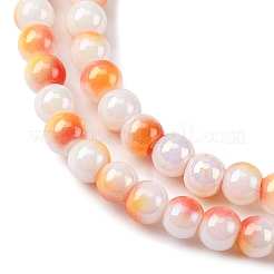ガラスビーズ連売り  染め＆加熱  ラウンド  ツートン  ミックスカラー  4.5x4mm  穴：0.8mm  約102~108個/連  15.39''~16.30''（39.1~41.4センチメートル）&nbsp;LAMP-R020-04