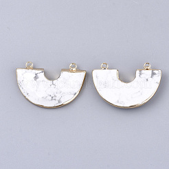 Electroplate Natural Howlite Semi Circle Pendants&nbsp;G-S344-42I