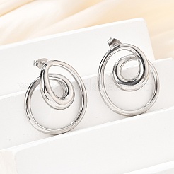 304ステンレススチールスタッドピアス  スパイラル  ステンレス鋼色  27x24mm&nbsp;EJEW-D319-02P