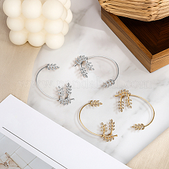 4Pcs 4 Styles Leaf Alloy Rhinestone Cuff Earrings&nbsp;EJEW-GO0002-28