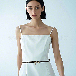 Alloy Bowknot PU Leather Chain Belts for Women&nbsp;AJEW-WH20019-67G-01