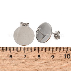 304ステンレススチールスタッドピアス金具  平板付  フラットラウンド  ステンレス鋼色  15mm  穴：1.2mm  ピン：1mm&nbsp;STAS-H436-21P-05