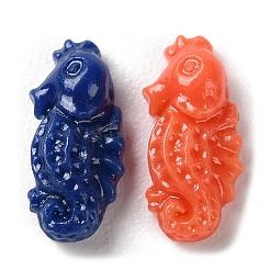 刻まれた合成サンゴのビーズ  染め  タツノオトシゴ  ミックスカラー  12x6x4mm&nbsp;CORA-R021-04