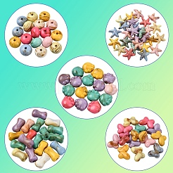 150個5スタイルアクリルビーズ  天然石風  混合図形  ミックスカラー  10~20x13.5~18x5~14.5mm  穴：1.6~3.5mm  30個/スタイル&nbsp;SACR-YW0002-08
