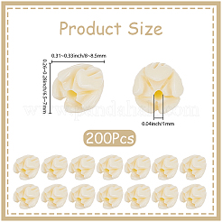 染色された合成サンゴビーズ200個  DIYのジュエリーには  ジャスミンの花  乳白色  8~8.5x6.5~7mm  穴：1mm&nbsp;CORA-SP0001-22C
