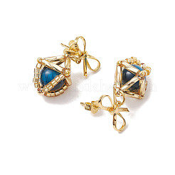Natural Tiger Eye Bowknot Dangle Stud Earrings&nbsp;EJEW-MZ00348
