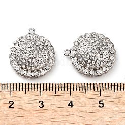 304ステンレスペンダント  ラインストーン付き  ひまわりチャーム  ステンレス鋼色  18x16x5.8mm  穴：1.4mm&nbsp;STAS-L022-083P