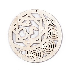 DIY Unfinished Bohemian Meditation Energy Symbol Wood Pendant Decoration Kits&nbsp;DIY-B060-01