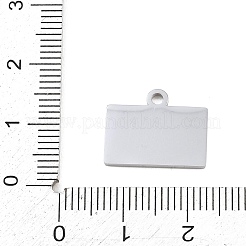 304ステンレスペンダント  バスのチャームが付いた長方形  ハンドポリッシュ  ステンレス鋼色  13x16x1.4mm  穴：1.8mm&nbsp;SA-CBAE30B-03A-P