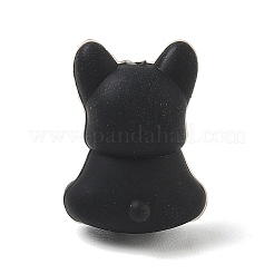 動物をモチーフにしたシリコンビーズ  焦点ビーズ  フレンチ・ブルドッグ  30x22.5x17mm  穴：2.7mm&nbsp;SIL-E013-03E