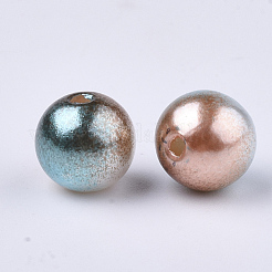 レインボーABSプラスチックイミテーションパールビーズ  グラデーションマーメイドパールビーズ  ラウンド  キャメル  4x3.5mm  穴：1.2mm  約720個/20g&nbsp;X-OACR-Q174-4mm-09