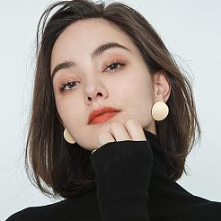 304ステンレススチールスタッドピアス金具  カン付き  カーブ  フラットラウンド  ゴールドカラー  20mm  穴：3mm  ピン：0.8mm  20個/箱&nbsp;STAS-UN0016-11G