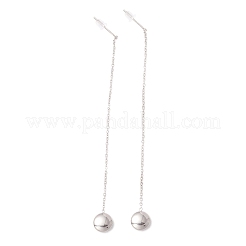 Tarnish Resistant Long Chain with Round Ball Dangle Stud Earrings&nbsp;EJEW-A067-17P