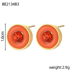 304 Stainless Steel Enamel Stud Earrings&nbsp;STAS-OY003-57G