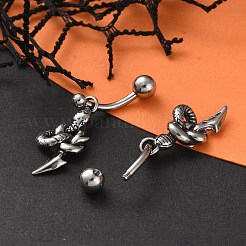 Snake 316 Surgical Stainless Steel Dangle Belly Button Rings&nbsp;EJEW-G416-11AS