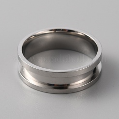 201ステンレススチール製溝付き指輪（女性用）  ステンレス鋼色  usサイズ12 3/4(22mm)&nbsp;RJEW-WH0010-04G-P