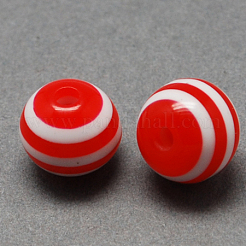 ラウンド縞模様樹脂ビーズ  ミックスカラー  12x11mm  穴：3mm&nbsp;RESI-R158-12mm-M