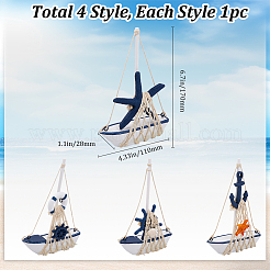4Pcs 4 Styles Mediterranean Style Natural Wood Display Decorations&nbsp;DJEW-GF0001-72