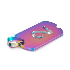 イオンプレーティング（IP）304ステンレスペンダント  数の長方形  虹色  NUM。2  27.5x14.5x1.5mm  穴：7.5x3mm&nbsp;STAS-H144-02MC-2