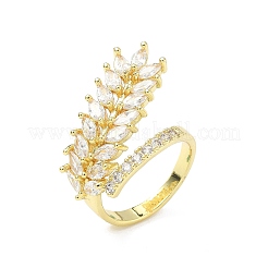 Brass Micro Pave Cubic Zirconia Adjustable Cuff Rings for Women&nbsp;RJEW-B127-01G