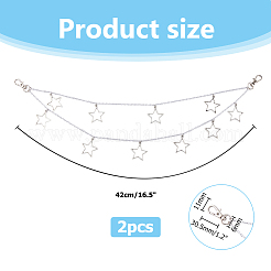 ジーンズパンツ用アルミ二重チェーン2個  スター合金チャームチェーンベルト  プラチナ  420mm&nbsp;HJEW-HS00020