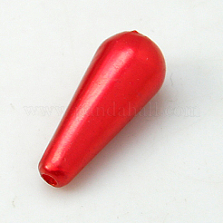 ABSプラスチック模造パール  ティアドロップ  レッド  18x7mm&nbsp;MACR-G005-3