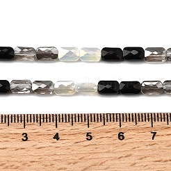 電気メッキガラスビーズセット  長方形  多面カット  グラデーションカラー  ブラック  7x4x3.5mm  穴：1mm  約60~63個/連  16.14''~16.92''（41~43センチメートル）&nbsp;EGLA-D300-05-02