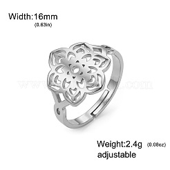 304ステンレススチール指輪  花  ステンレス鋼色  16mm&nbsp;WGAF0D7-01