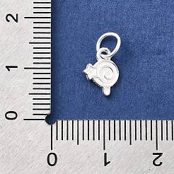 スターリングシルバーのロリポップチャーム925個  丸カンとスタンプ925個付き  銀  9.5x7x1.5mm  穴：4mm&nbsp;STER-A048-22S
