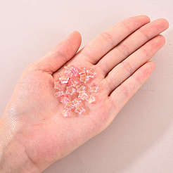 20個スプレー塗装ガラスビーズ  グリッターパウダー付き  スター  ピンク  8x8.5x4mm  穴：1mm&nbsp;GLAA-YW0001-13