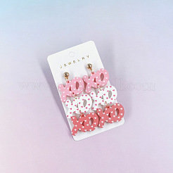 アクリルダングルスタンドピアス  単語 xo  ゴールドカラー  ピンク  68x30mm&nbsp;FS-WG919F8-02