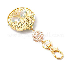 Natural Green Aventurine Chips Beads & Alloy Tree of Life Pendant Decorations&nbsp;HJEW-JM03129-04